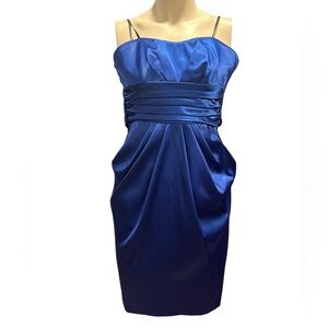 Sleek Strapless Blue Dress